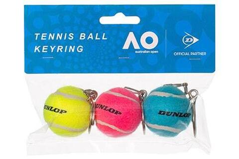 Dunlop AO Tennis Ball Keyring 3pk