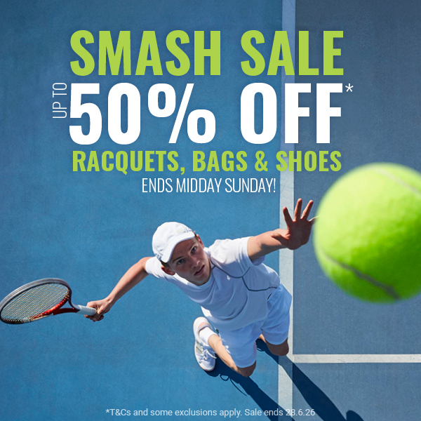 Smash Tennis Pro Shop up to 50% off racquets, bags & shoes